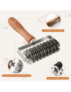 Rodillo Cortador de Masa MIATTCLD Acero Inoxidable 20.32cm 2