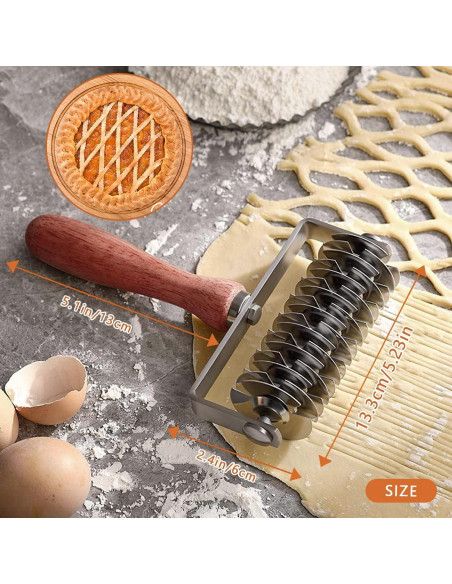 Rodillo Cortador de Masa MIATTCLD Acero Inoxidable 20.32cm