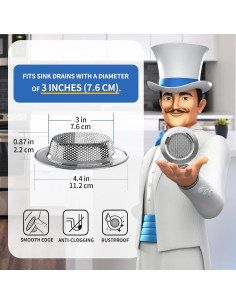 Colador de Fregadero MR.SIGA Acero Inoxidable 3 Piezas 11.2cm 2