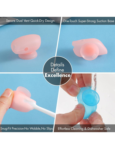 Cubiertas de Cepillo de Dientes Silicona Muslish 4 Piezas Azul