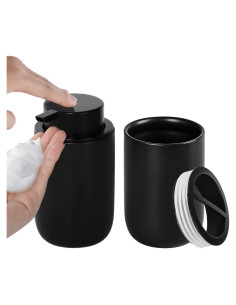 Juego de dispensador de jabón y soporte Fvstar negro mate