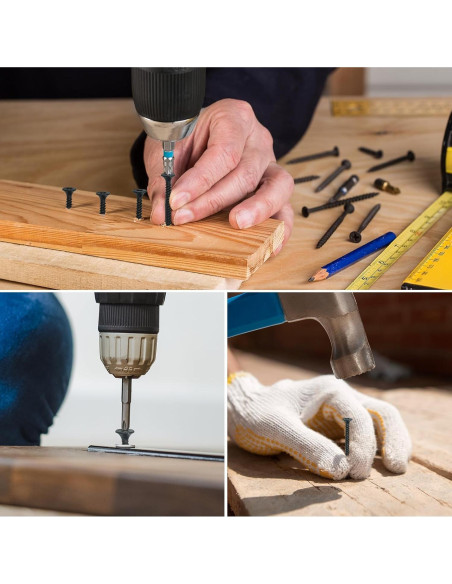 Kit de Tornillos para Drywall Innofy 108 Piezas 6 Tamaños Negro