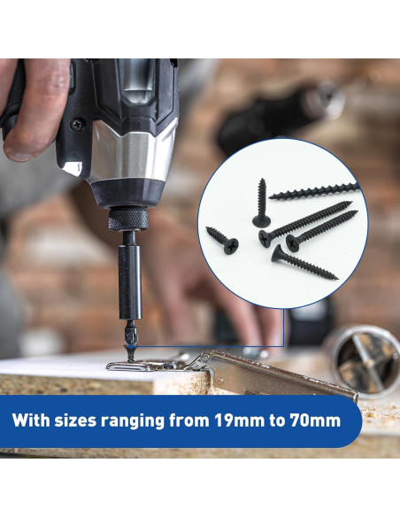 Kit de Tornillos para Drywall Innofy 108 Piezas 6 Tamaños Negro