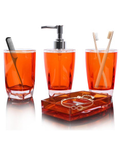 Juego de Accesorios de Baño Acrílico 4 Piezas Naranja