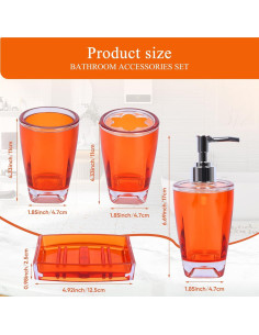 Juego de Accesorios de Baño Acrílico 4 Piezas Naranja 2