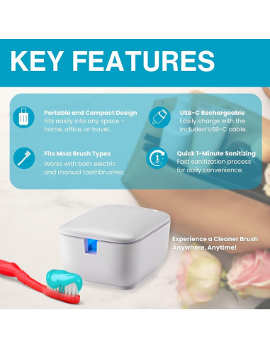 Desinfectante de Cepillos de Dientes Tool Klean UVC - Portátil