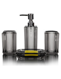 Juego de Accesorios de Baño Acrílico Premium 4 Piezas Gris