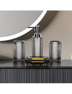 Juego de Accesorios de Baño Acrílico Premium 4 Piezas Gris 2