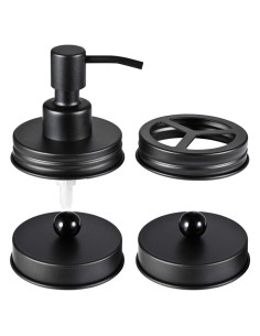 Juego de 4 tapas para frascos Mason - Acero inoxidable negro