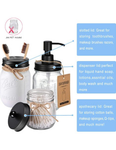 Juego de 4 tapas para frascos Mason - Acero inoxidable negro 2