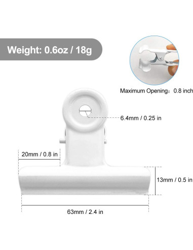 Clips de Bull Grandes Coideal - Paquete de 12 Blancos 6,35 cm