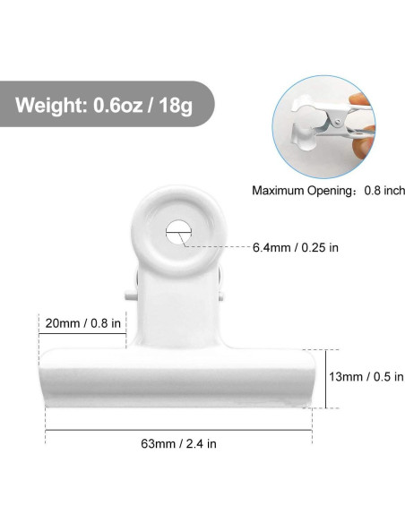 Clips de Bull Grandes Coideal - Paquete de 12 Blancos 6,35 cm