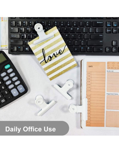 Clips de Bull Grandes Coideal - Paquete de 12 Blancos 6,35 cm