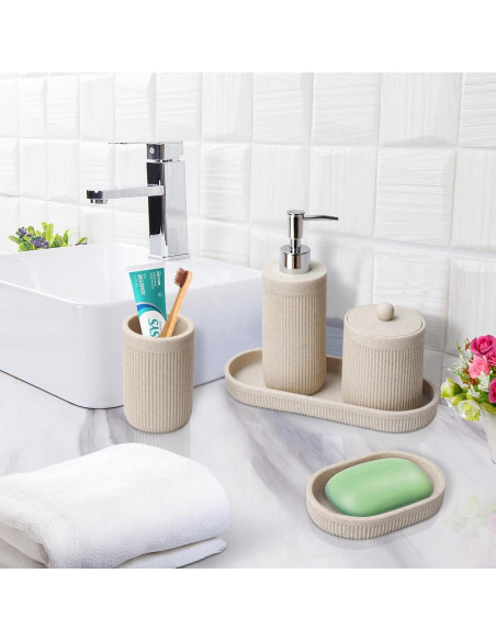 Juego de Accesorios de Baño 5 Piezas Deobath Beige