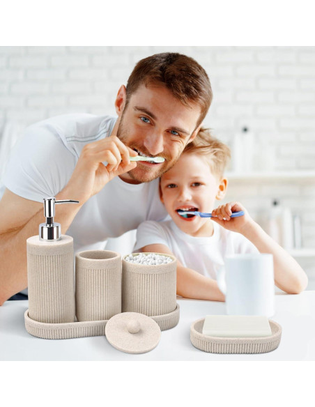 Juego de Accesorios de Baño 5 Piezas Deobath Beige