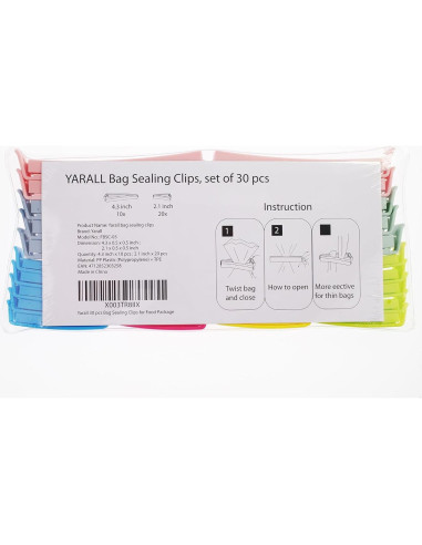 30 Clips de Sellado de Plástico Yarall para Alimentos