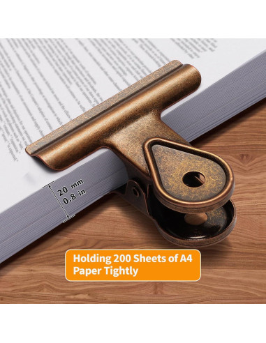 Clips de Metal SIAMESE 4 Pcs 65mm Rojo Bronce para Sellar