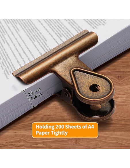 Clips de Metal SIAMESE 4 Pcs 65mm Rojo Bronce para Sellar