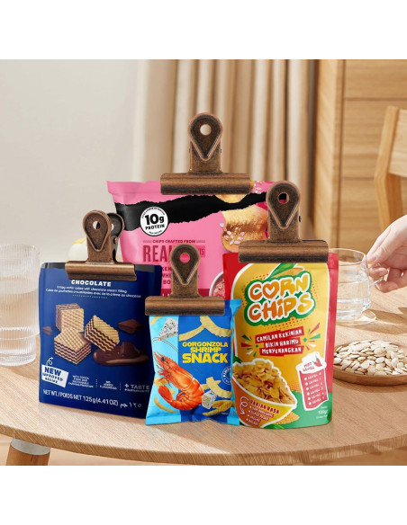 Clips de Metal SIAMESE 4 Pcs 65mm Rojo Bronce para Sellar