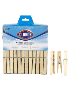 Pinzas de Madera Clorox - Paquete de 50 Clips Resistentes