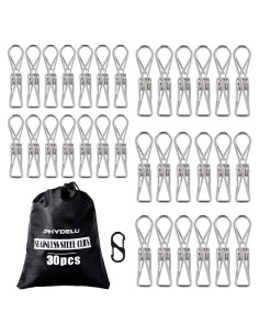 30 Pinzas de Acero Inoxidable PHYDELU para Ropa y Comida