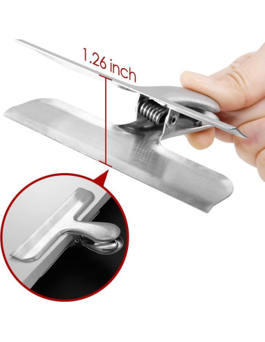 Paquete de 10 Clips de Bolsa Acero Inoxidable Danzix 3 y 4"