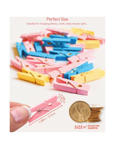 Pinzas de Ropa Rosa Sooneat - 100 PCS Mini Clips de Madera