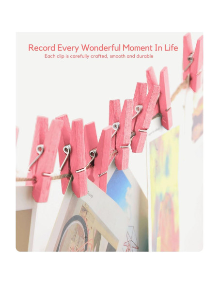 Pinzas de Ropa Rosa Sooneat - 100 PCS Mini Clips de Madera