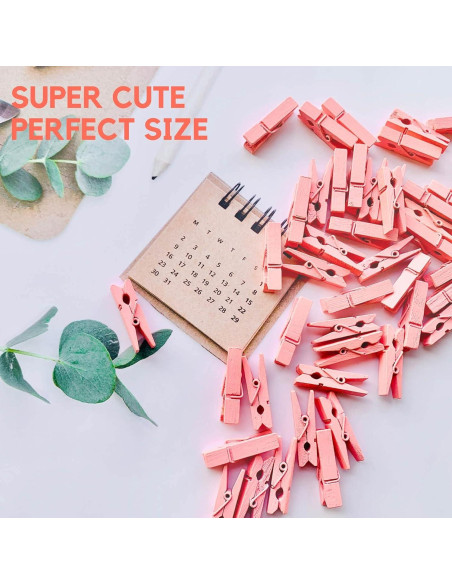 Pinzas de Ropa Rosa Sooneat - 100 PCS Mini Clips de Madera