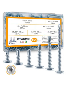 Kit de Tornillos Autoperforantes Gvakmm 155 Piezas 6 Tamaños