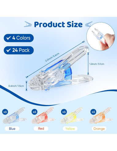 Pinzas de Plástico Gicare 24 Clips Multiusos 5,58 cm