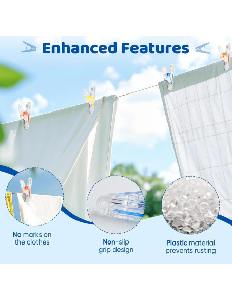 Pinzas de Plástico Gicare 24 Clips Multiusos 5,58 cm