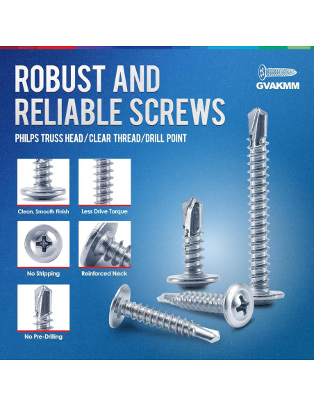 Kit de Tornillos Autoperforantes Gvakmm 155 Piezas 6 Tamaños