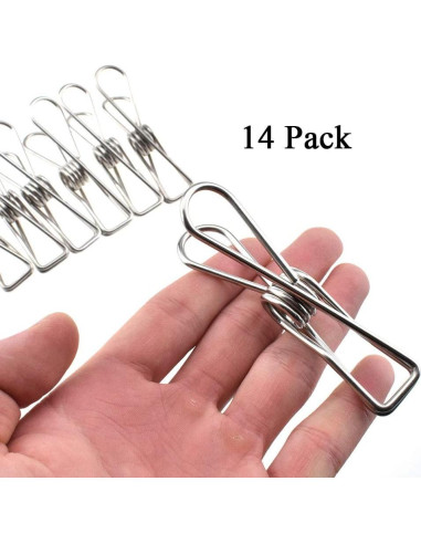 Pinzas de Ropa HAHIYO Acero Inoxidable 14 Piezas 8,64 cm