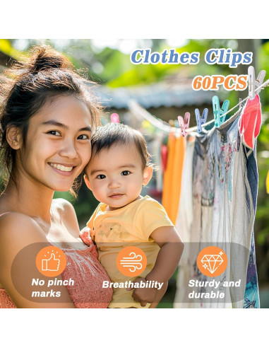 Pinzas de Plástico Coloridas 60 PCS 5,08 cm ZYB22