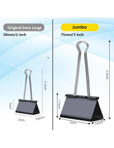 Clips de Carpeta Jumbo Ufmarine 3 pulgadas 6 Pcs Negro 2