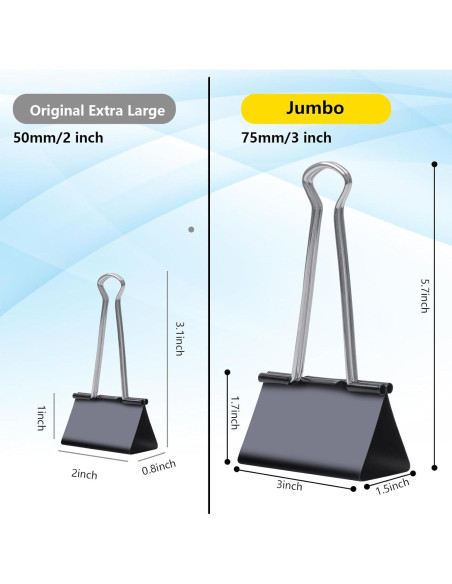 Clips de Carpeta Jumbo Ufmarine 3 pulgadas 6 Pcs Negro
