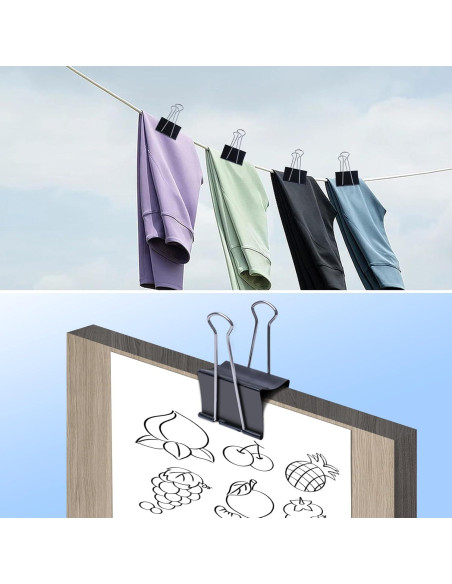 Clips de Carpeta Jumbo Ufmarine 3 pulgadas 6 Pcs Negro