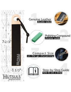 Kit de Afilar Cuchillos Hutsuls - Cuero Genuino 19,3 cm 2