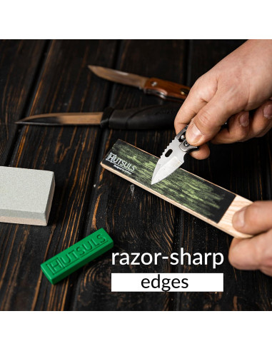 Kit de Afilar Cuchillos Hutsuls - Cuero Genuino 19,3 cm