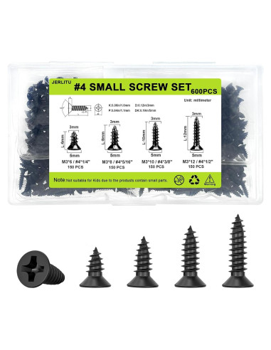 Kit de Tornillos M3 Cortos JERLITU 600pcs 6-12mm Acero
