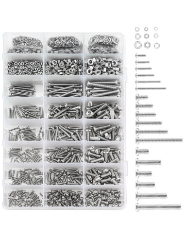 Kit 1500 Piezas Tornillos Acero Inoxidable M2 M3 M4 Phillips