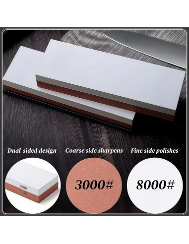 Piedra de Afilado Bellairis 3000/8000 Grit con Base Antideslizante