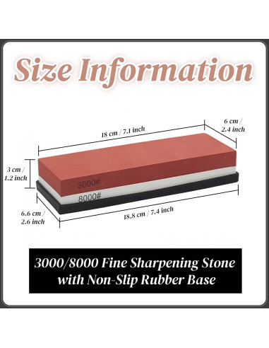 Piedra de Afilado Bellairis 3000/8000 Grit con Base Antideslizante