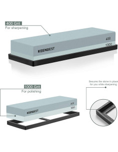 Piedra de Afilado KEENBEST 2 Lados 400/1000 con Base Antideslizante 2