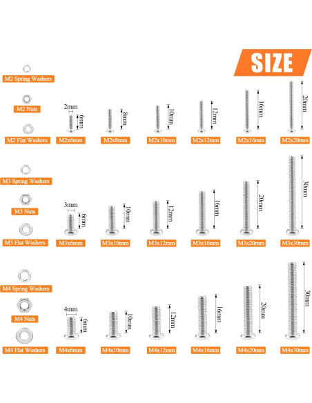 Kit 1500 Piezas Tornillos Acero Inoxidable M2 M3 M4 Phillips Kit 1500 Piezas Tornillos Acero Inoxidable M2 M3 M4 Phillips