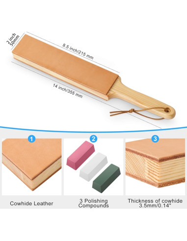 Strop de Afilado Doble Lado Angerstone 35,56x5,08cm Cuero