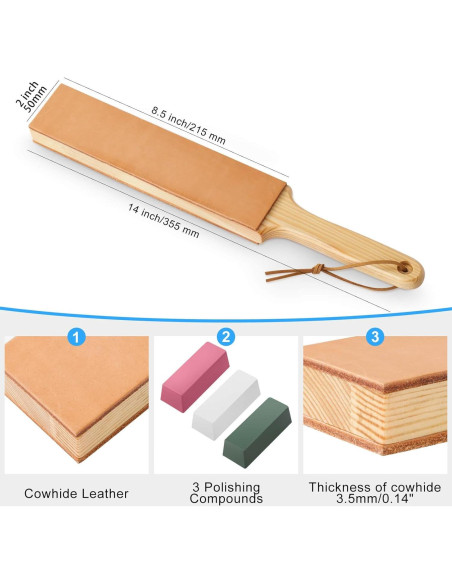 Strop de Afilado Doble Lado Angerstone 35,56x5,08cm Cuero