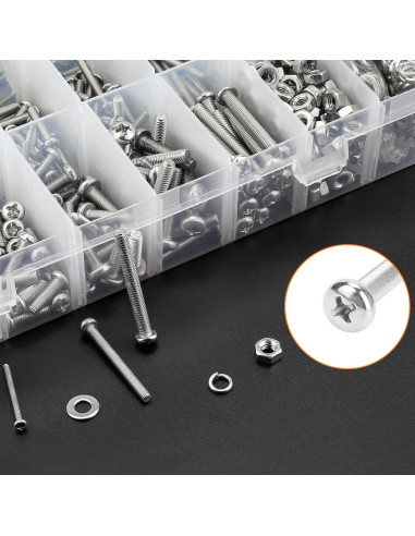 Kit 1500 Piezas Tornillos Acero Inoxidable M2 M3 M4 Phillips