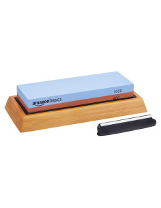 Piedra de Afilar Amazon Basics Doble Cara 400/1000 con Base Antideslizante
